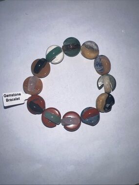 Gemstone Multicolor Round Bead Bracelet- chunky 15mm plus